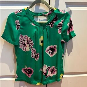 J. Crew Green Floral Blouse